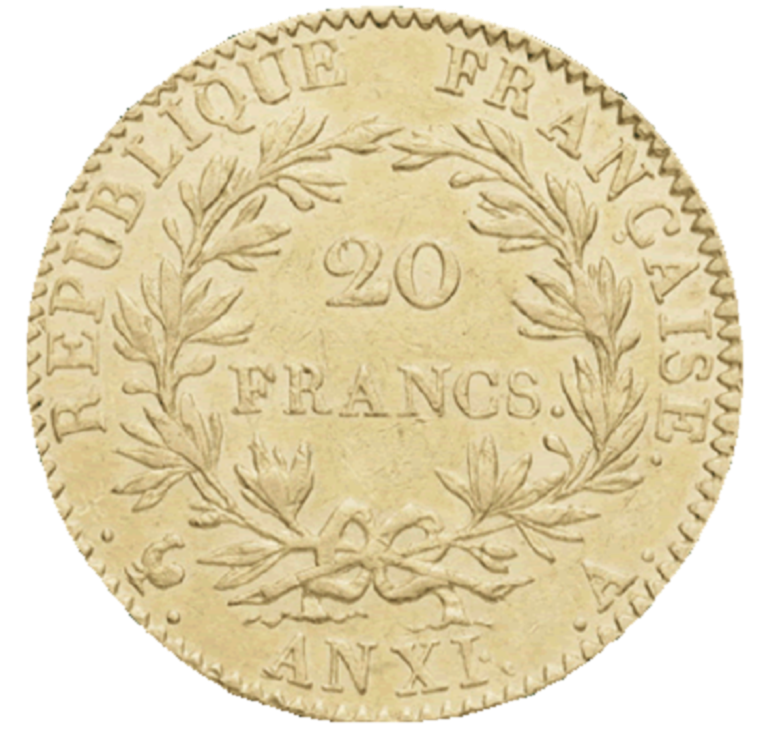 20 Francs Or Bonaparte 1er Consul An XI Revers