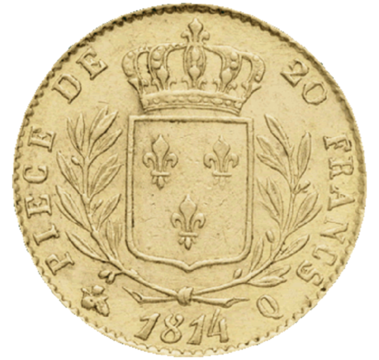 20 Francs Or Louis XVIII Buste Habillé Revers