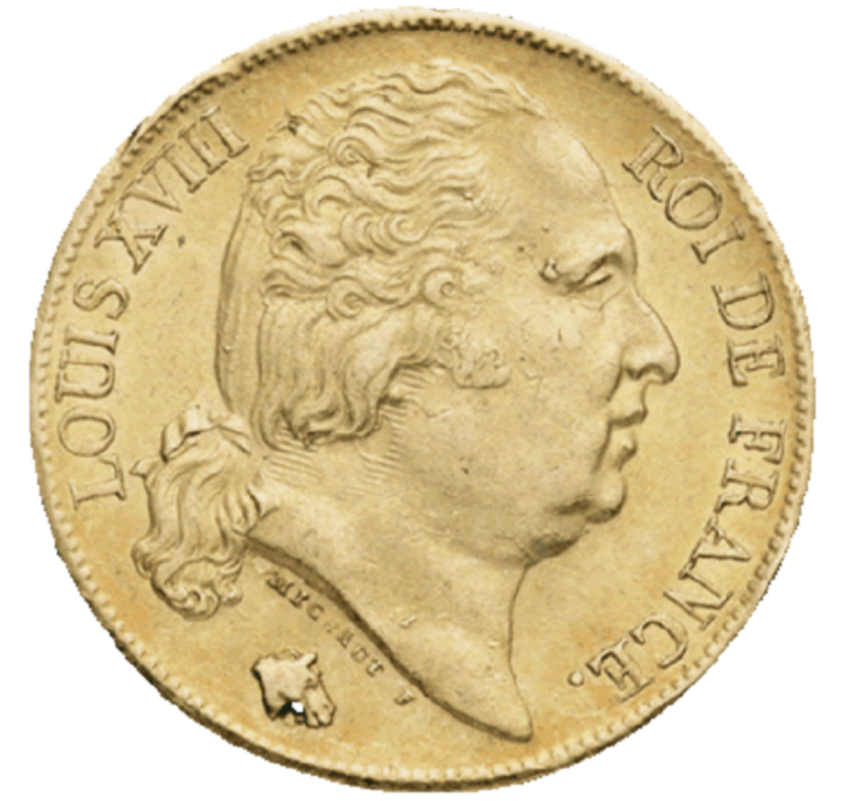20 Francs Or Louis XVIII Buste Nu Avers