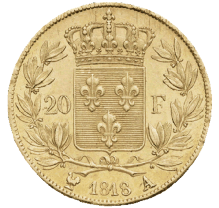 20 Francs Or Louis XVIII Buste Nu Revers